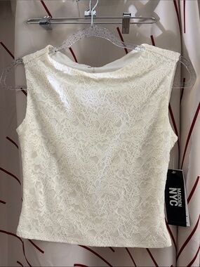Madden NYC Women's Cream Lace Tank Top